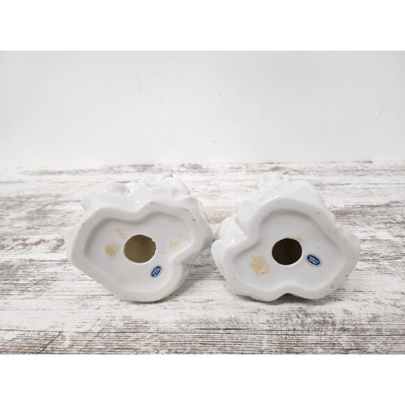 Vintage Porcelain 3D Angel Candle Candlestick Holders Christmas Decor Set Of 2 - Picture 6 of 8